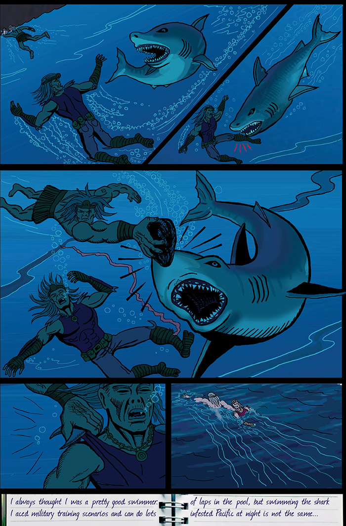 Where did Skarj get that rock to hit the shark with? Did he just know that one of them was likely to need it?