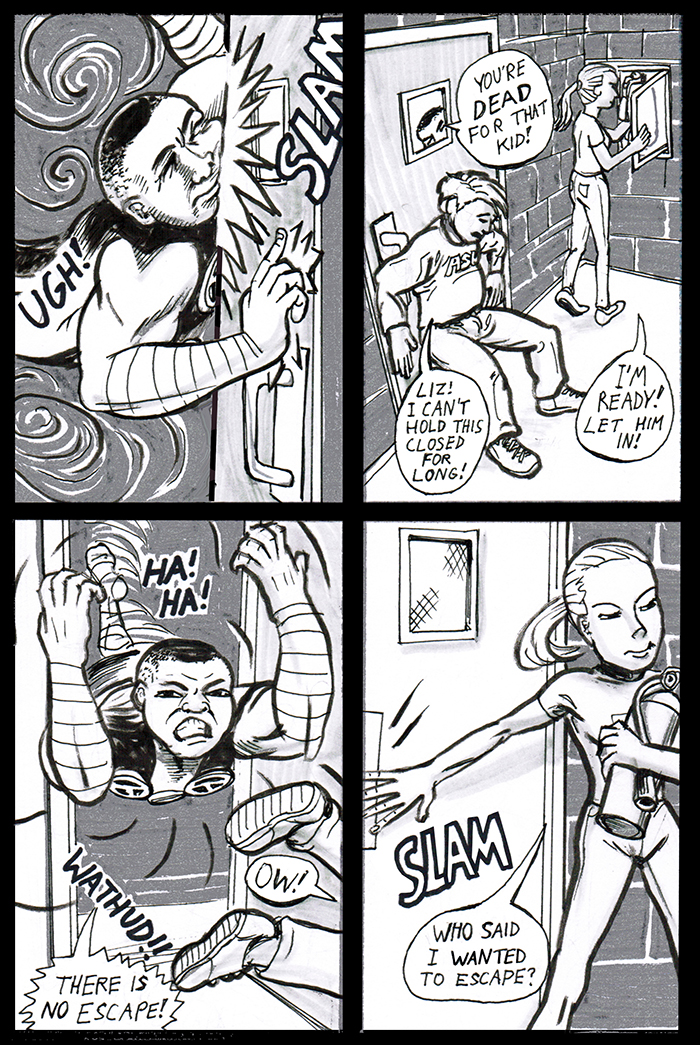 This page was surprisingly hard to draw. I couldn't figure out how this door was supposed to work. Push or pull?